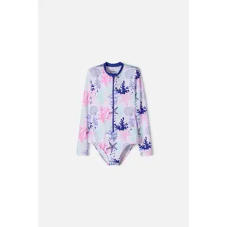 MIC - Vestido de baño manga larga morado para niña