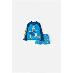 DISNEY - Conjunto de baño de Donald manga larga azul para bebé niño