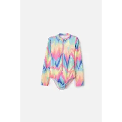 MIC - Vestido de baño de manga larga multicolor para niña