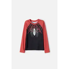 MARVEL - Camiseta de baño de Spider-man manga larga negro y rojo para niño