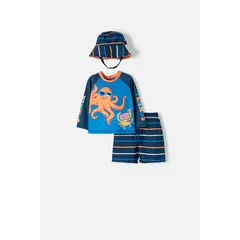 LITTLEMIC - Conjunto de baño multicolor con gorro para bebé niño