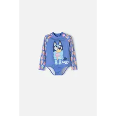 BLUEY - Vestido de baño de multicolor manga larga para niña 2T a 6T