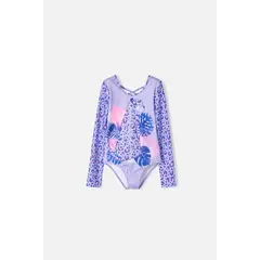 MIC - Vestido de baño morado con estampado animal print para niña