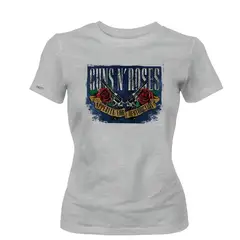 CREACIONES NU CROWN - Camiseta Dama Guns And Roses Rock Gris Original Nu Crown