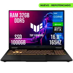 ASUS - PORTATIL TUF F16 INTEL CORE I7 14650HX RTX 5060 RAM 32GB SSD 1TB 16.0"