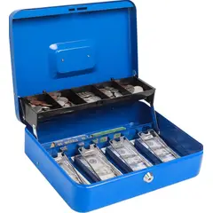 KOBALT - Caja de dinero color azul con bandeja para efectivo
