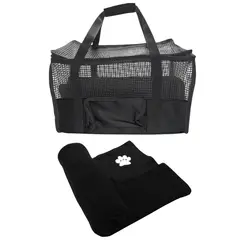 HALLY PET - Maletin Cargador Cabina + Cobija Grande Negro