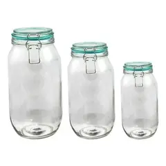 GIBSON - Set Contenedores De Vidrio Con Tapa 3 Piezas