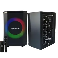 TECNOHOGAR JS - Cabina Sonivox 8” 8000W Bluetooth Micrófono y Luces LED Karaoke