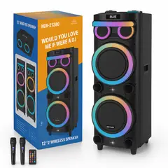 TECNOHOGAR JS - Cabina Bluetooth NDR 12” 3000W con Micrófono y Luces LED