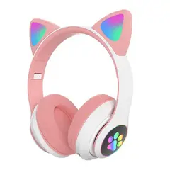 FLY - Audífonos Diadema Bluetooth RGB Orejas Gato