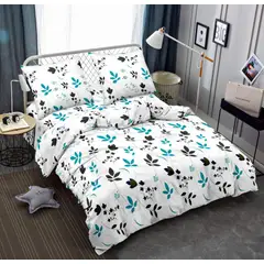 SIRENITAS - Juego de sabanas Cama King Blanco Ramas y Flores
