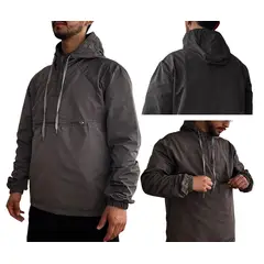 CO TRENDS - Chaqueta Rompevientos Tipo Canguro Gris Oscuro