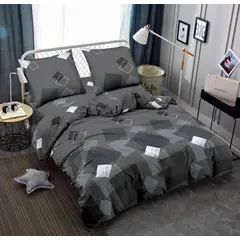 SIRENITAS - Juego de sabanas Cama Sencilla Gris Oscuro Cuadros