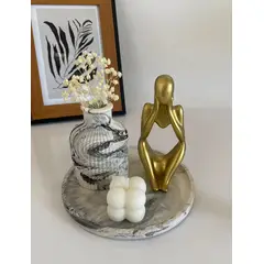 GENERICO - Adorno Set Decorativo Escultura Pensante y Florero centro de mesa