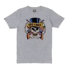 CREACIONES NU CROWN - Camiseta Guns N Roses Hard Rock Punk Calavera Gris Original Nu Crown