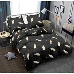 SIRENITAS - Juego de sabanas Cama King Negro Plumas