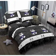 SIRENITAS - Juego de sabanas Cama King Negro Gato
