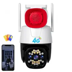AMERICAN GENERICS - Cámara de Seguridad 4G con Sirena App V380 Conexión SIM o Red Cableada