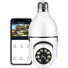 AMERICAN GENERICS - Cámara de Seguridad IP Bombillo App V380 Giro Motorizado y Visión Nocturna