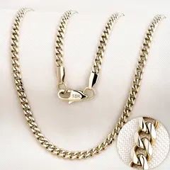 GLEAM GOLD - Cadena Unisex 18K Oro Laminado Tejido Cubano 4 MM 65CM Premium