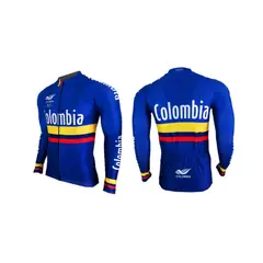 GENERICO - Jersey Maillot Lycra Ciclismo Colombia Azul Ruta MTB