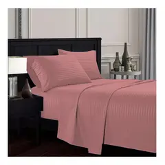 GENERICO - Juego De Sabanas 30cm palo de rosa - Planchado Permanente 600h