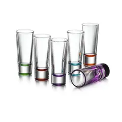 LIBBEY - 6 copas shot de vidrio con fondo de color 59 ml