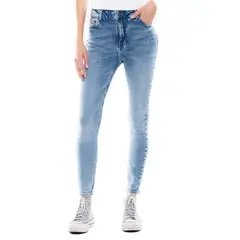 COLOR BLUE - Medium Waist Skinny Fit Jeans Tono Medio