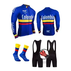 GENERICO - Uniforme Ciclismo Jersey Pantaloneta Medias Badana GEL20D Colombia Azu