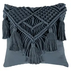 VIANNEY - Funda De Cojín Macrame Indigo de Algodón