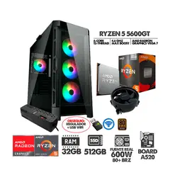 AMD - COMPUTADOR GAMER RYZEN 5 5600GT- RAM 32GB- SSD 512GB CASE RGB- USB WIFI 600W BRZ