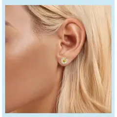 ALHAJAS - Aretes Topos Para Mujer Margaritas Regalo Amor Fabricados En Plata 925