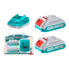 TOTAL - Kit 2 Baterías 20v 2ah + Cargador Inteligente
