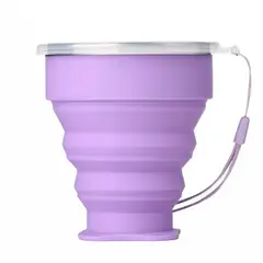 GENERAL - Mug-Vaso Plegable Silicona Con Tapa Morado FOLD