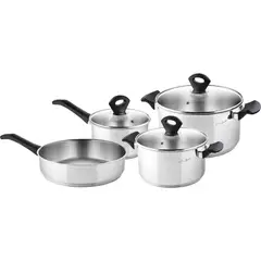 LAMART - Set Ollas Batería De Cocina 7pz Acero Inoxidable 1810