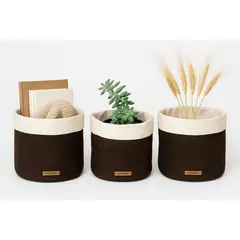 NOSSARENA - Set x 3 Canastos organizadores 20x25cm color cafe