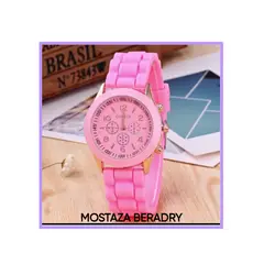 GENEBRE - HERMOSO RELOJ CUARZO ROSADO PULCERA DE SILICONA