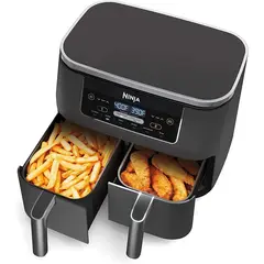 NINJA - Freidora Profesional 6 en 1 Digital Doble Cesta Smart Finish 7.5L