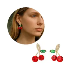 GENERICO - Aretes Topos Diseño Cereza - Moda Cherry