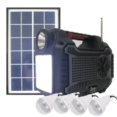 AMERICAN GENERICS - Super Radio Multifuncion Linterna Recargable Kit Solar R-087