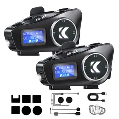 GENERICO - Intercomunicador Para Moto Bluetooth Lcd Fm Kr-m4 Combo X2