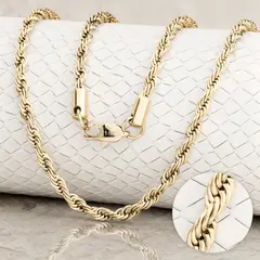 GLEAM GOLD - Cadena Unisex en Oro Laminado 18K Tejido Lazo 4 mm x 65 cm
