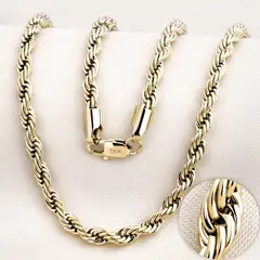 GLEAM GOLD - Cadena Unisex en Oro Laminado 18K Tejido Lazo 6 mm x 65 cm