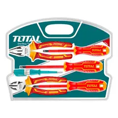 TOTAL - Juego Destornillador Y Alicates Aislados 6pcs