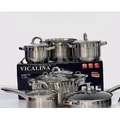 GENERICO - Batería de ollas en acero quirúrgico de cocina 12 piezas