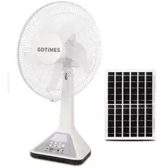 GENERICO - Ventilador Recargable Silencioso Panel Solar Luz Led