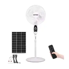 GENERICO - Ventilador Piso Recargable Panel Solar Control Lampara