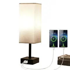 KOBALT - Lámpara de mesa tactil de base negra con puertos USB