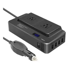 GENERICO - Inversor Portátil Multitoma Para Carro Usb 200W- BONITO